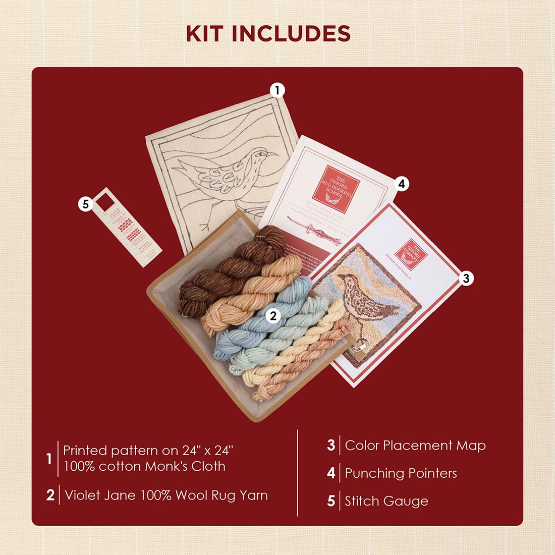 Oxford Punch Needle kit Sandpiper 61x61cm - 1pc - Image 2