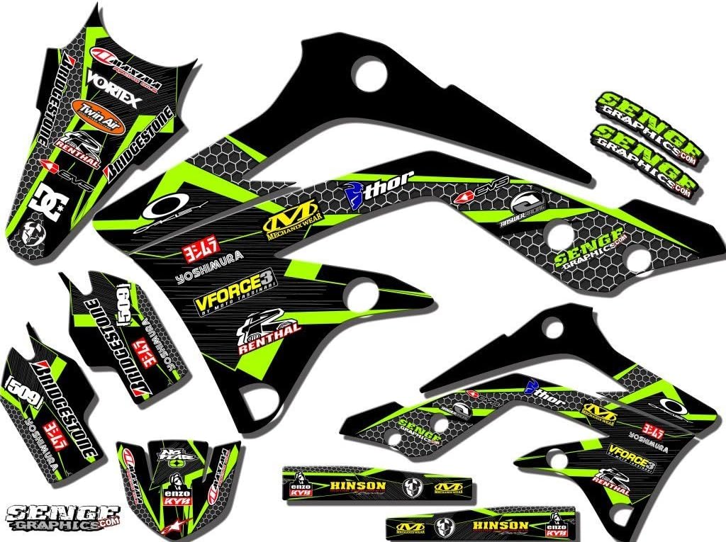 2006-2008 KX 450 F Podium Black Senge Graphics Base Kit Compatible with Kawasaki