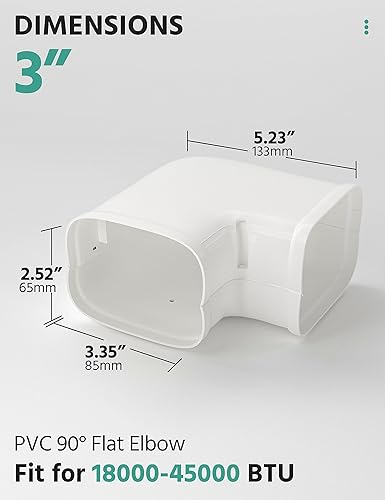 Miniatura 2 de mensaosao Codo plano de 90 de ancho de 3 pulgadas, cubierta de curva de nivel, juego de cubierta decorativa de PVC, accesorios para acondicionadores