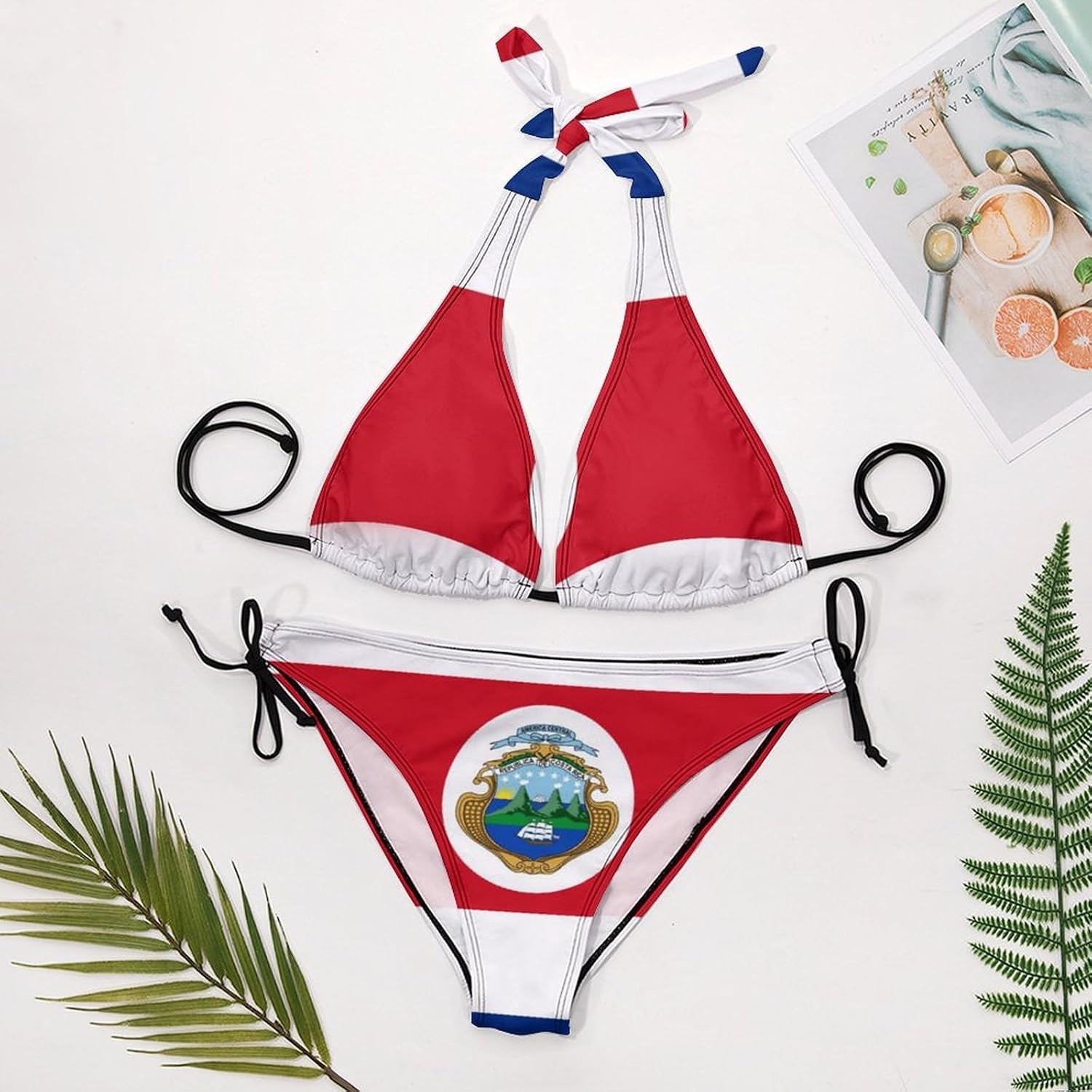 Costa1 Rica1 Rican1 Flag Novelty Women's 2 Piece String Bikini Set Swimsuits Bathing Suit Swimwear