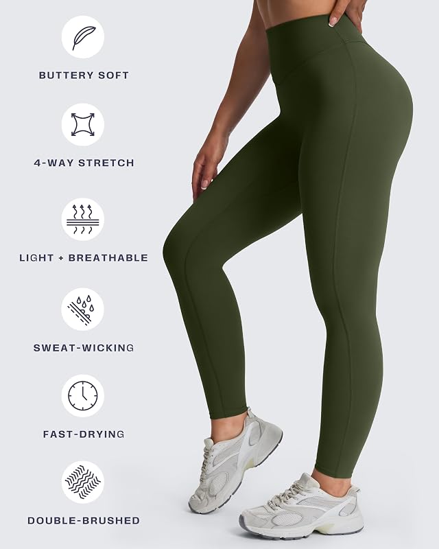 Aoxjox Metamorph Mid-Rise Leggings 27" (Olive Green, Large) image 5