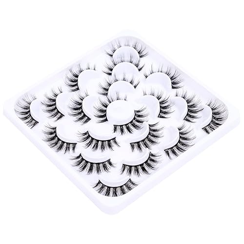 Miniatura 5 de Pestañas postizas, 10 pares de pestañas naturales esponjosas, largas, gruesas, esponjosas, pestañas suaves hechas a mano, para uso diario