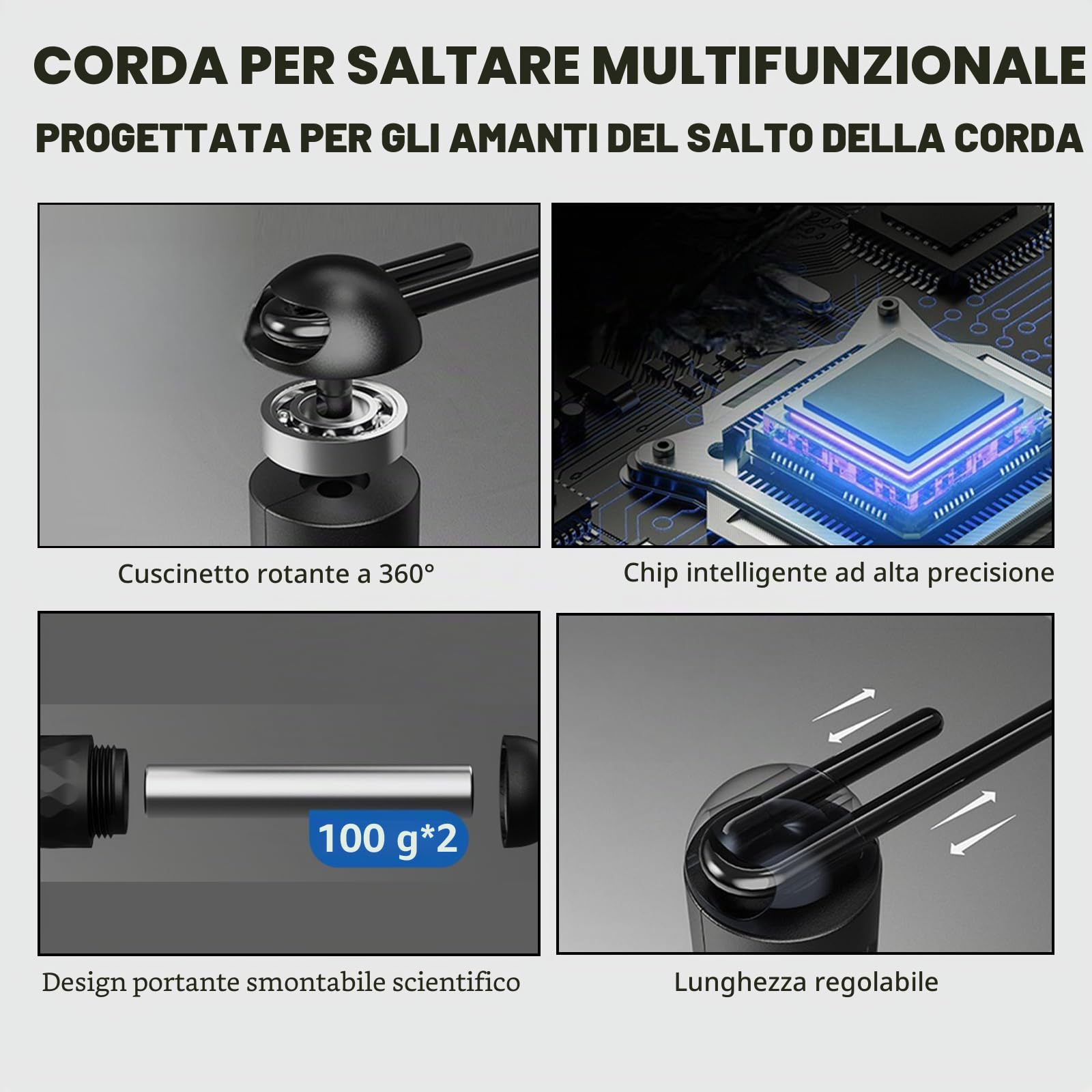 Flintronic Corda per Saltare Smart con Contatore, Corde per Saltare Senza Filo Regolabile, Corda Saltare Regolabile con Cuscinetto a Sfera, per l'Uomo/Donna/Bambini, Fitness/Perdita di Peso