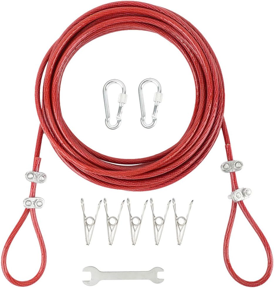 Ruilogod Steel Cored Clothesline Hold up Heavy Weight Nylon Wrapped Rustproof 10 Meters Length Red (id: e18 6b3 53a 31f 6f4