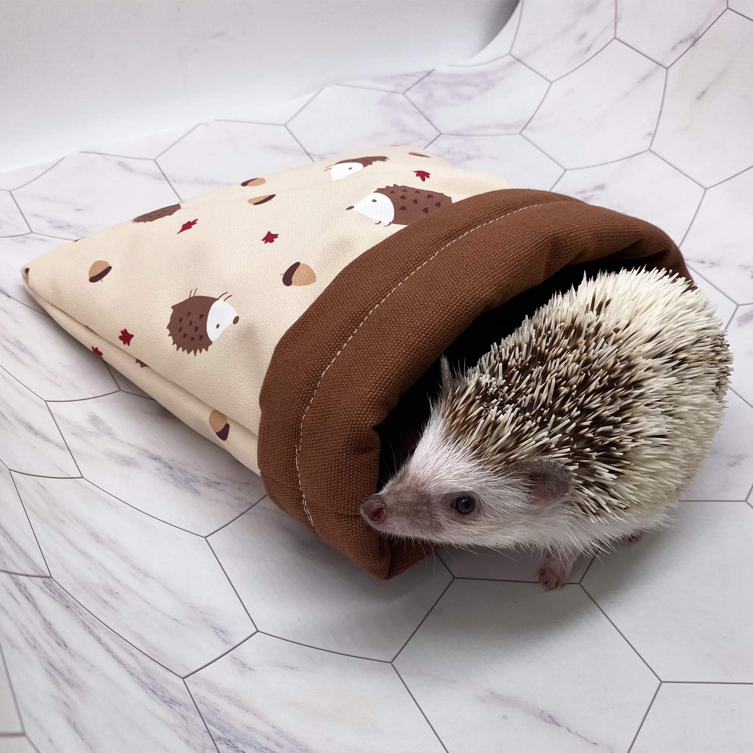 Handmade Cute Sleeping Bag Pouch Hideout Cave for Hedgehog Guinea Pig Hamster Rat Ferret Hamster Squirrel and Other Small Animal Beds (Beige)