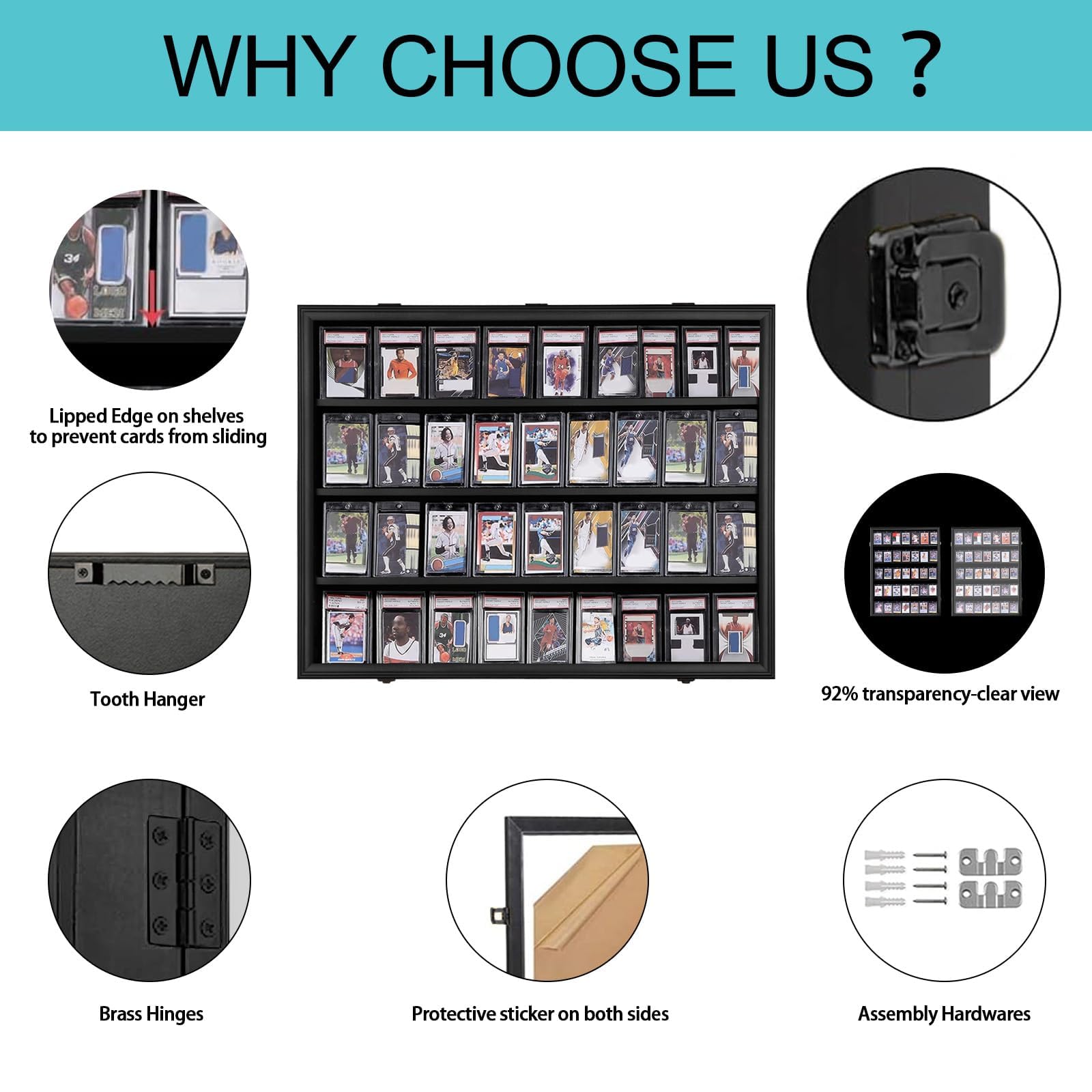 36 Baseball Card Display Case - Graded Sports Card Display Case