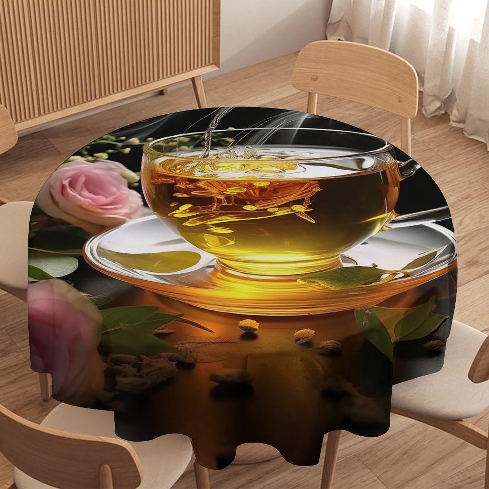 Nappe ronde imprimée tasse de thé lavable contre les taches de cuisine