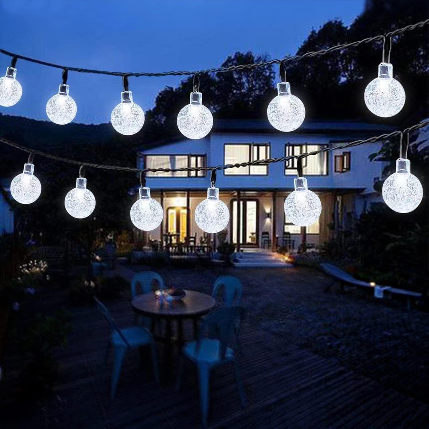 Lezonic Solar Garden Lights Outdoor, 5M/16Ft 30LED Solar Fairy Lights Waterproof, 8 Modes Decorative String Lights for Garden, Patio, Yard, Wedding, Christmas, Terrace, Party (Clear White)