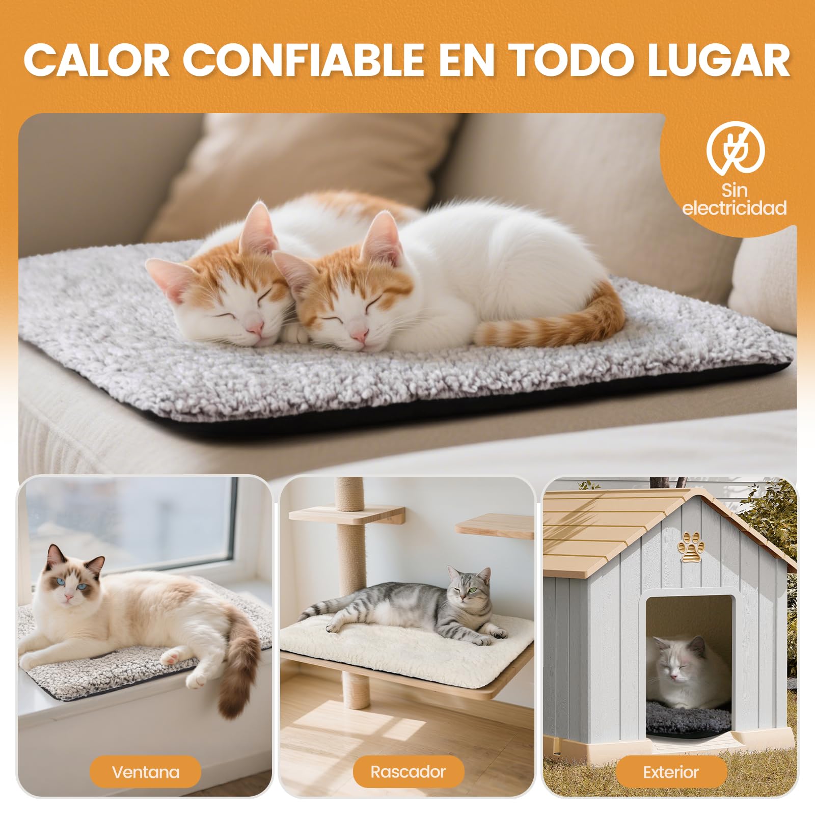 Mora Pets Manta térmica para Gatos Manta autocalentable para Gatos y Perros Cama termica Alfombra calefactora sin Electricidad y baterías 61 x 46 cm