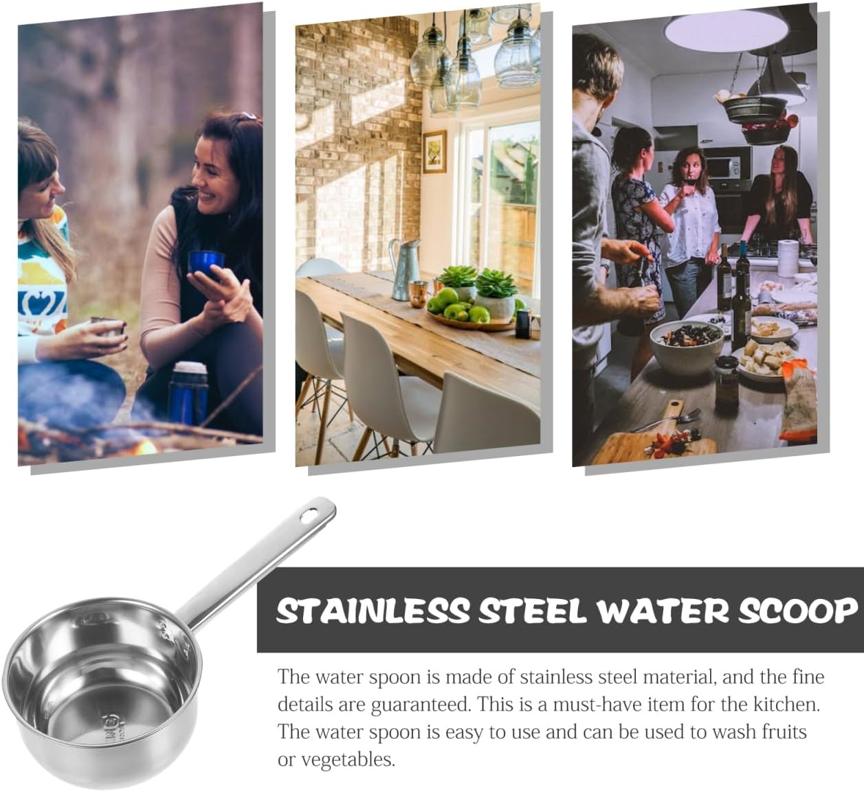 Yardwe Stainless Steel Soup Spoon Large Water Ladle with Long Handle 13.4 Inch Metal Kitchen Scoop for Cooking and Serving in Home and Restaurant