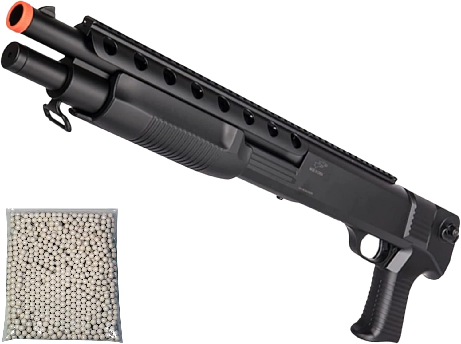 Airsoft Pump Action Shotgun Spring Power Full Size High FPS Manual Safety DE M309 with Free 1000 Bulldog Airsoft BBS