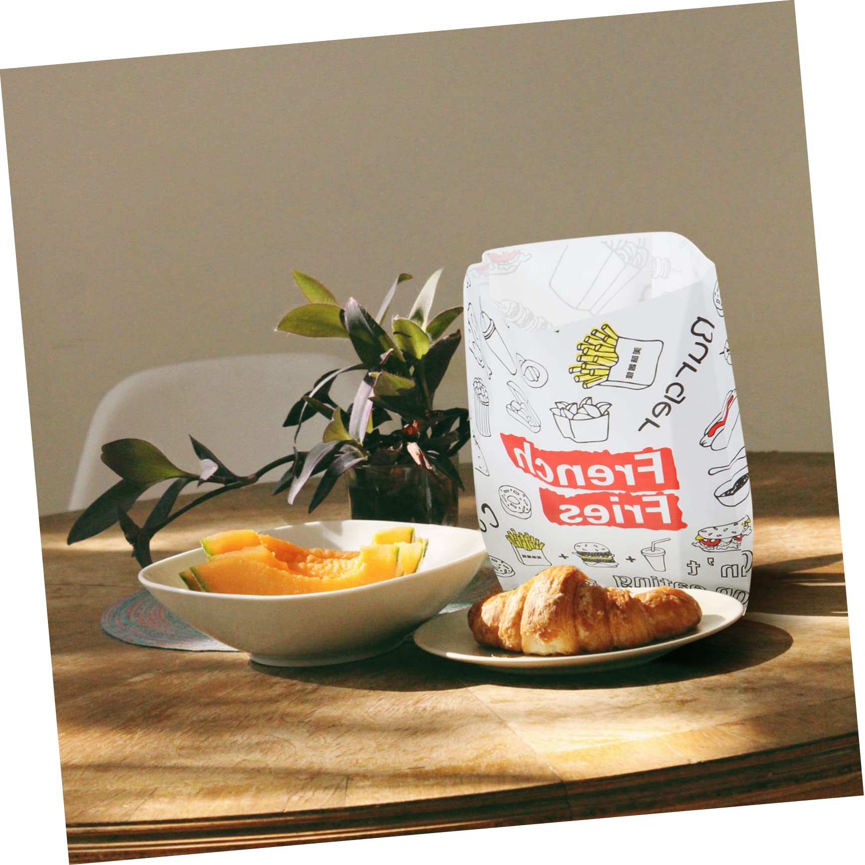 Einweg Papiertüten für Snacks 300 Stück Lebensmittelsicher Kraftpapier für Pommes Frites und Hähnchenflügel Praktische Snackverpackung