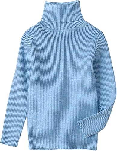 Suéter de punto cálido unisex para bebés y niñas, suéter de manga larga, cuello alto suave, suéter de otoño para niños