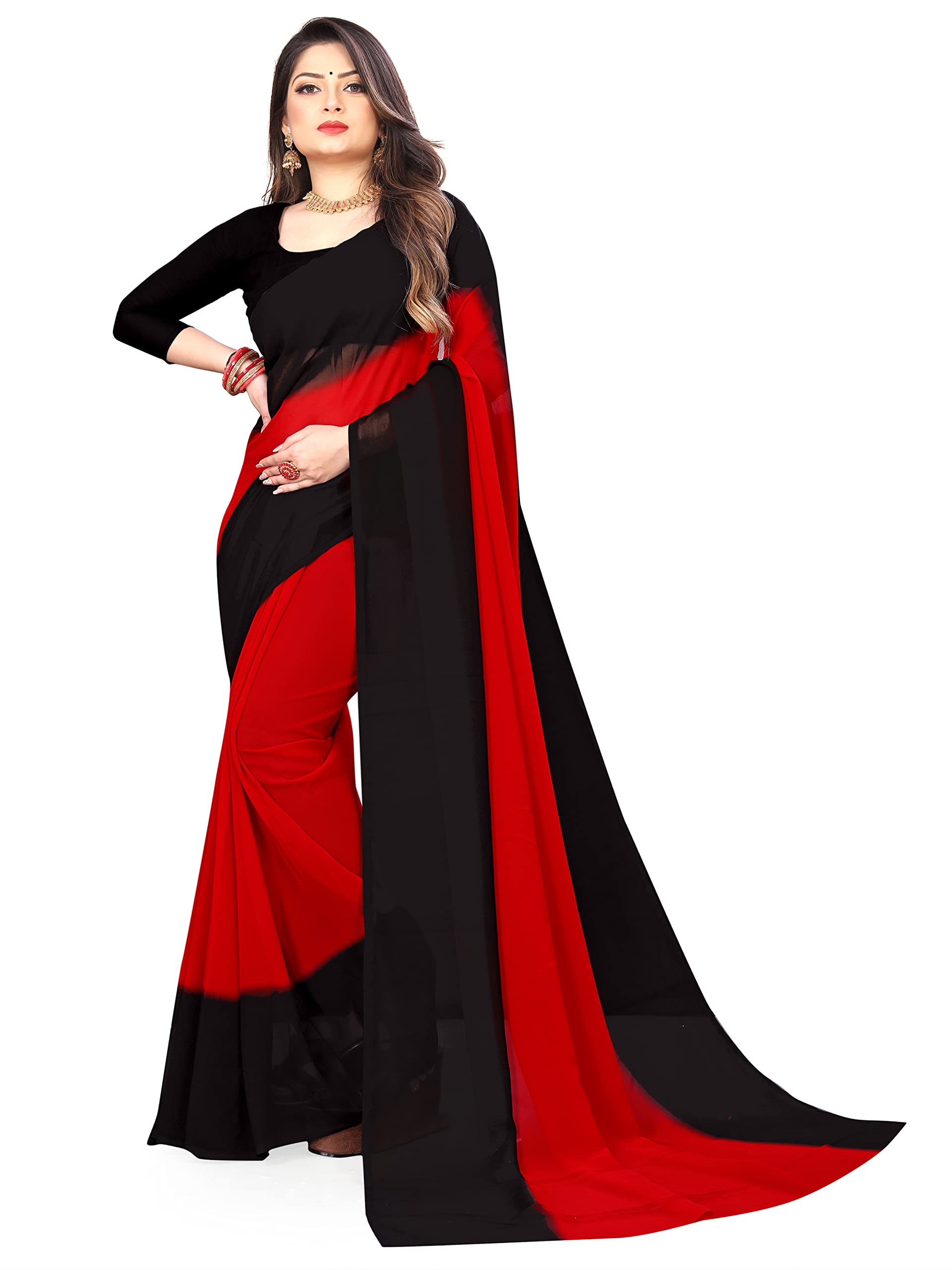 anand sarees Women's Regular Fit Designer Padding Bollywood Georgette Saree with Matching Blouse Piece | Stylish, Comfortable & Fancy Saree for Weddings, Parties, Casual Outings, Festivals-picture-37
