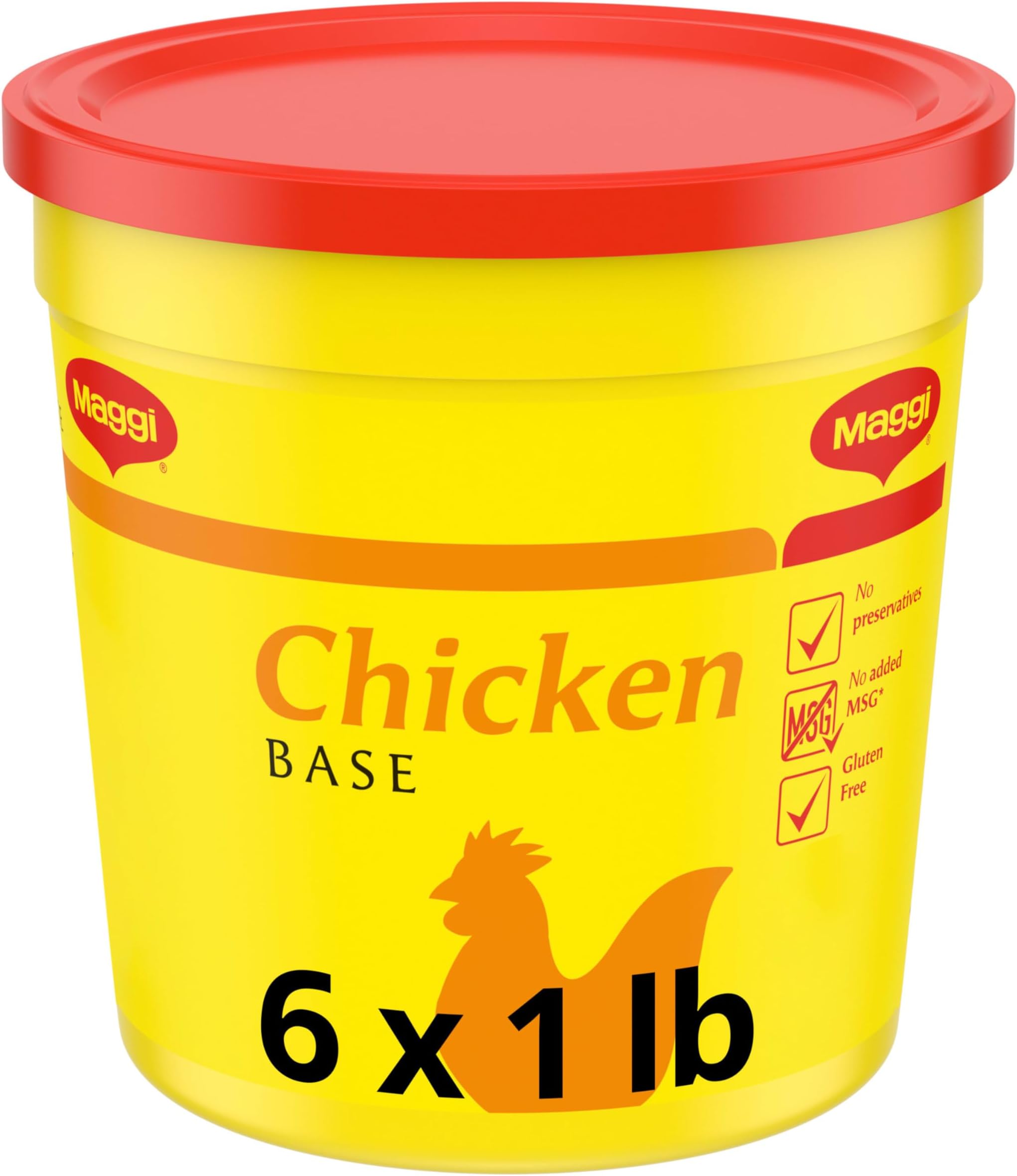 Chicken Base, Stock and Bouillon, Gluten Free, No MSG, Bulk 1 lb Tub (Pack of 6)