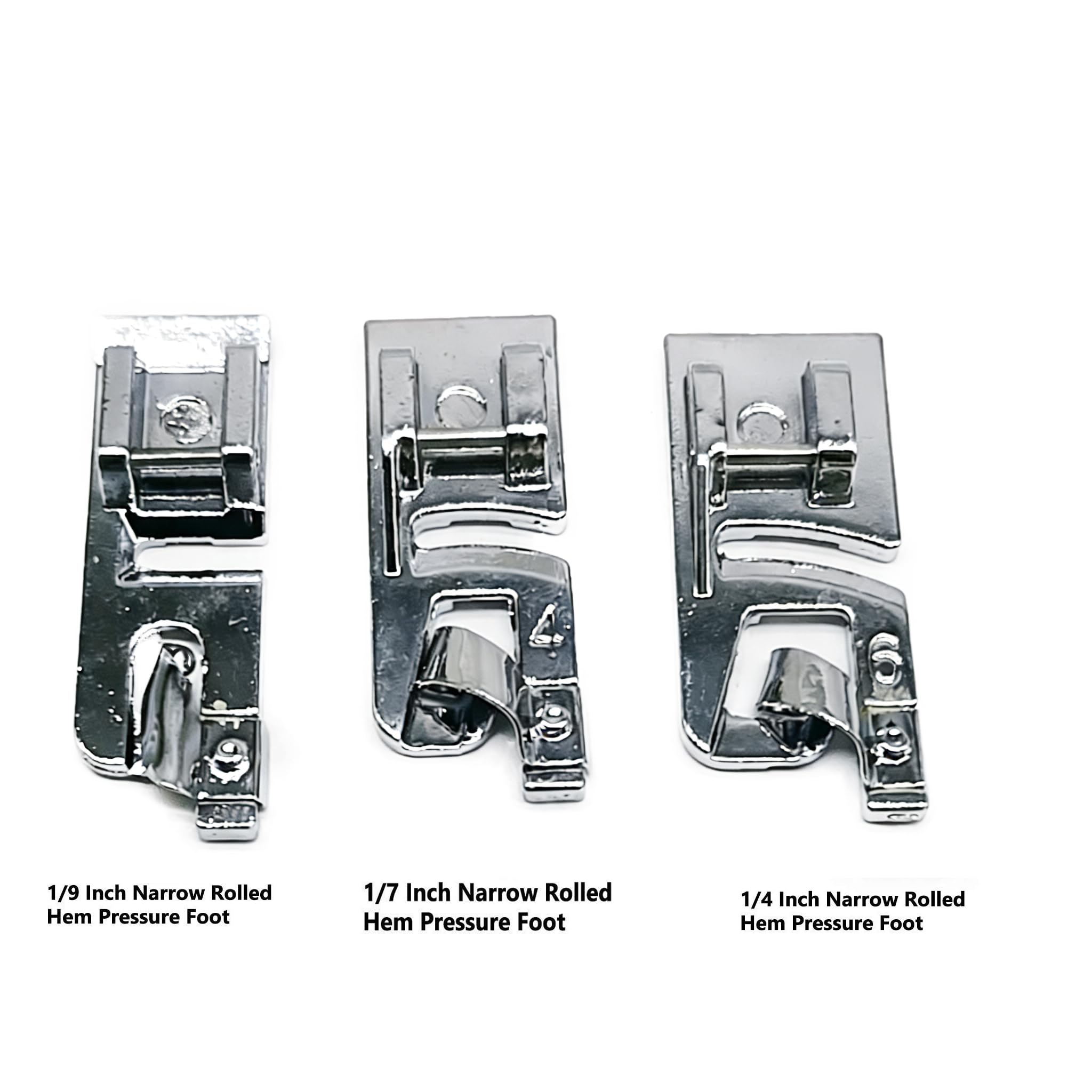 HONEYSEW Sewing Machine Presser Feet 3Pcs Rolled Hem Pressure Foot,3Pcs Narrow Rolled Hem Hemmer Presser Feet & Adjustable Guide Presser Foot, Bias Binder Foot Compatible with Singer,Brother,Juki,etc — Amazon image 2