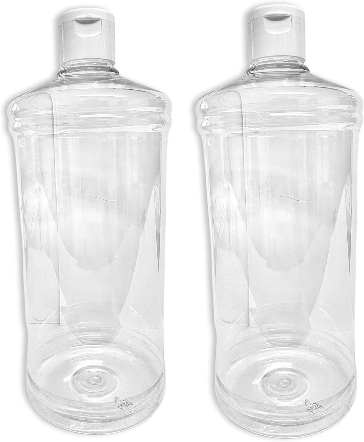 Palmsafe Twin Pack of Clear Transparent 1 Litre Plastic PET Bottles Refillable Reusable with Non