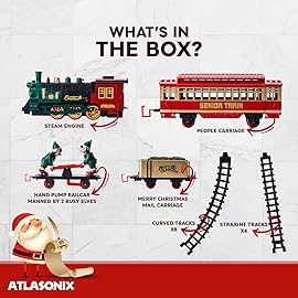 Christmas Train Sets for Around The Tree | Christmas Toy with Lights and Sounds - Holiday Train Around Christmas Tree with Large Tracks, Electric Train Set for Kids Ages 4-8