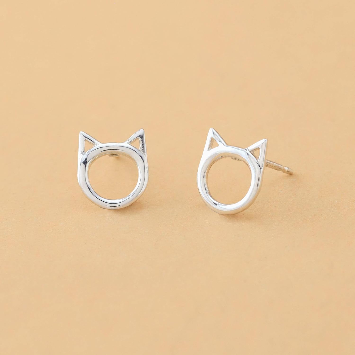 Boma Jewelry Sterling Silver Cat Ear Open Circle Stud Earrings - Image 4