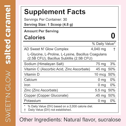 Miniatura 2 de Project Ad Sweet' N Glow Zero Calorie Sweet'Ner sin azúcar con agentes constructivos de colágeno (30 porciones, carmelo salado)