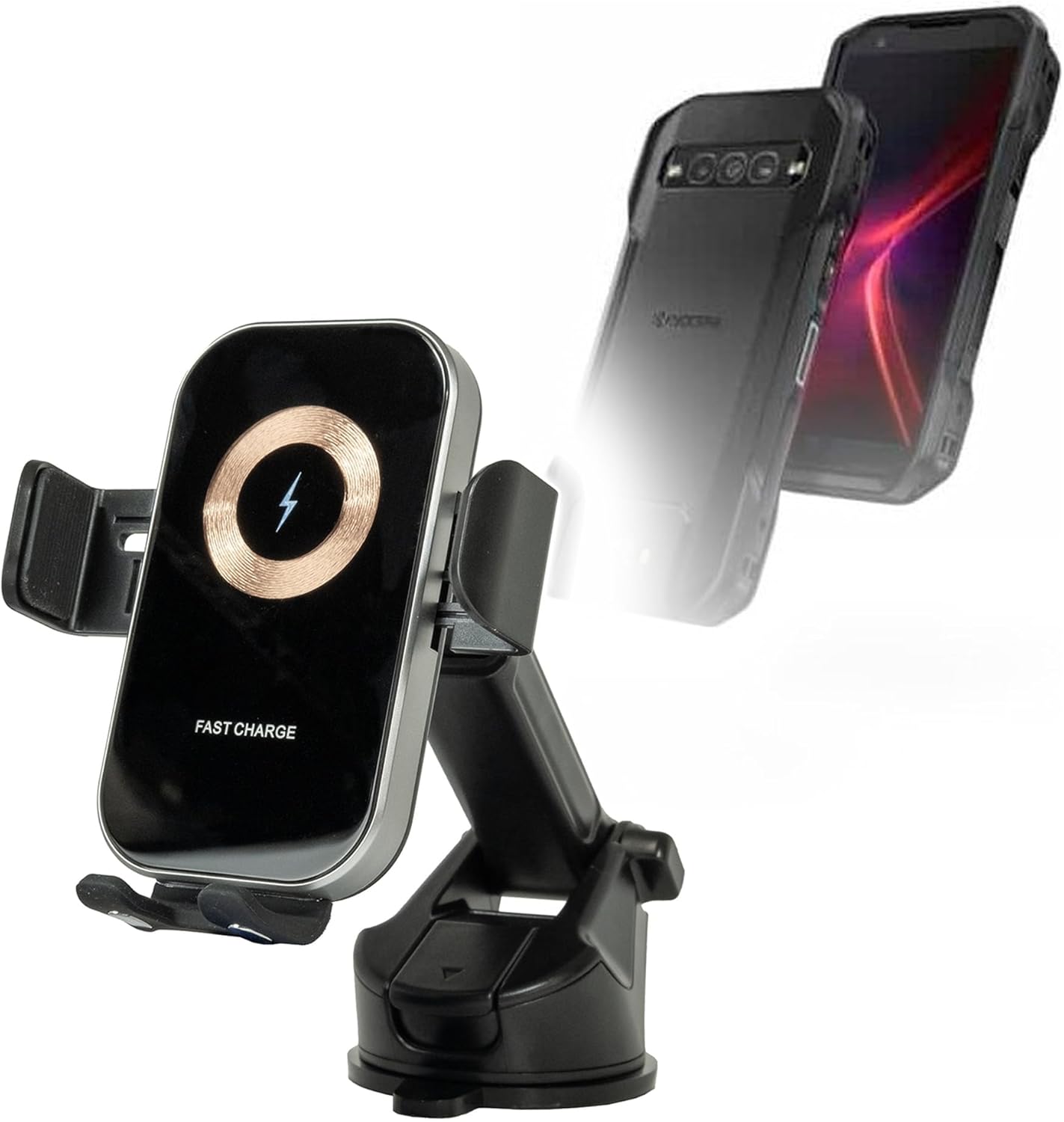 BoxWave Car Charger Compatible with Kyocera DuraForce Pro 3 - Wireless Charging Auto Mount (15W), Qi Wireless Car Charger Stand Mount Air Vent - Black