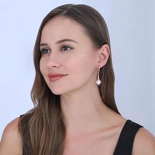 Miniatura 3 de SuiTable - Aretes colgantes para mujer, aretes colgantes de moda para mujer, aretes colgantes chapados en oro de 14 quilates, joyería antialérgica