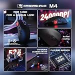 MAMBASNAKE M4 Souris de jeu sans fil, 52g Léger BT/2.4Ghz/Mouse de l'ordinateur filaire, PAW3311 24K DPI Capteur optique, 200h Durée de vie de la batterie, souris programmable pour PC/Win/Mac (Noir)