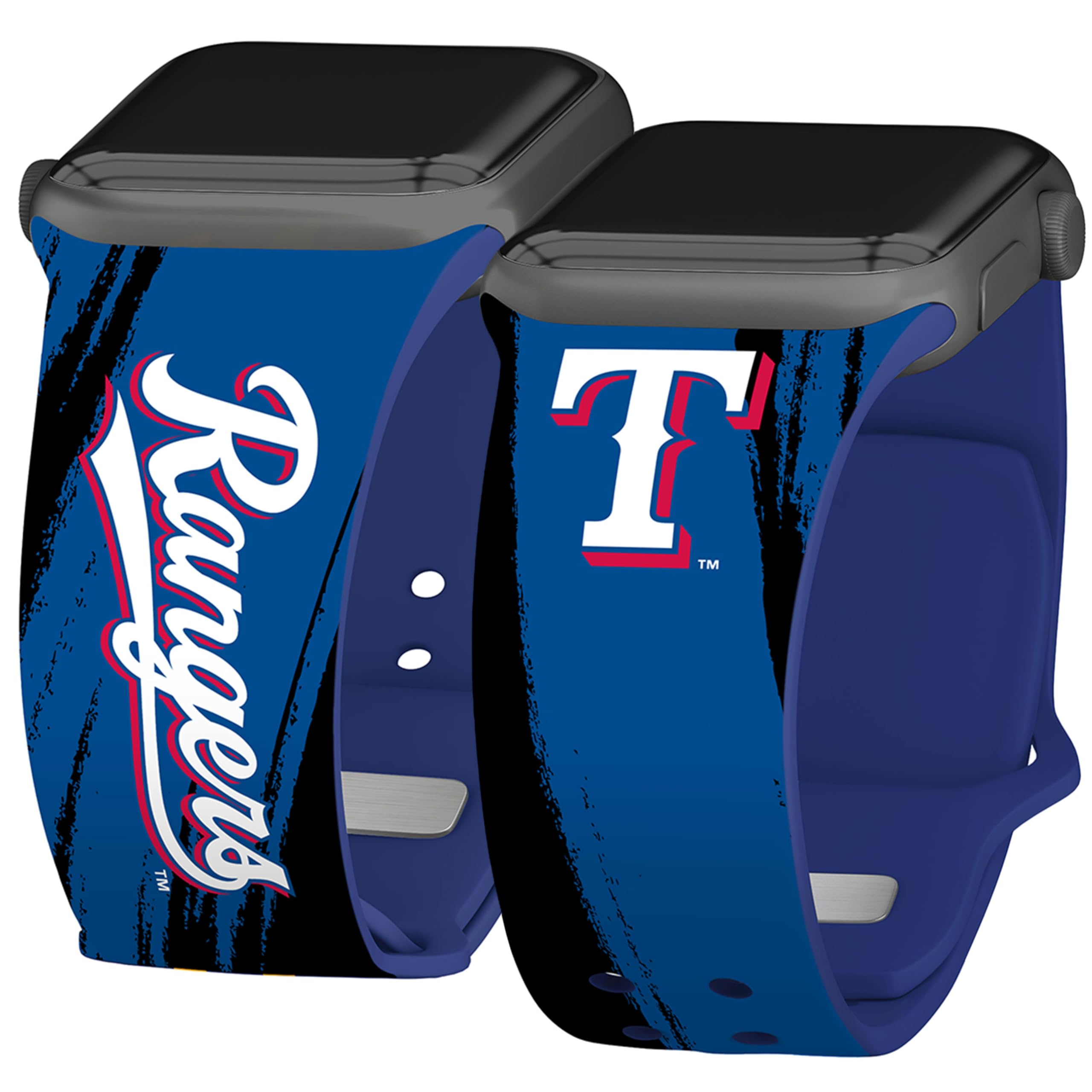 Game Time Texas Rangers Paint Stripe HD Watch Band Compatible with Apple Watch (42/44/45mm Short)