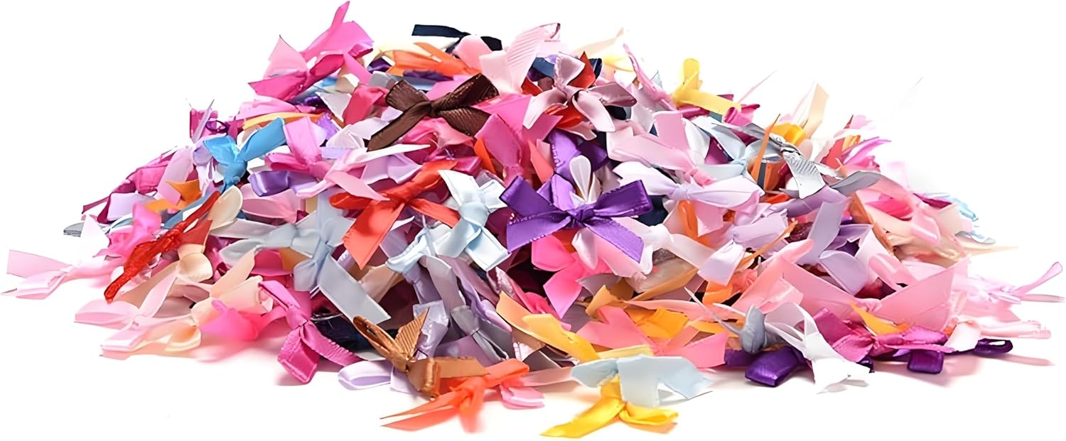 100Pcs Mini Satin Ribbon Bows, Colorful Assorted, 10mm Mini Size, Tiny Embellishment Craft Artificial Applique Wedding Ribbons Fabric Ribbons Small Multicolor DIY Craft Tiny Satin Bows - Image 8