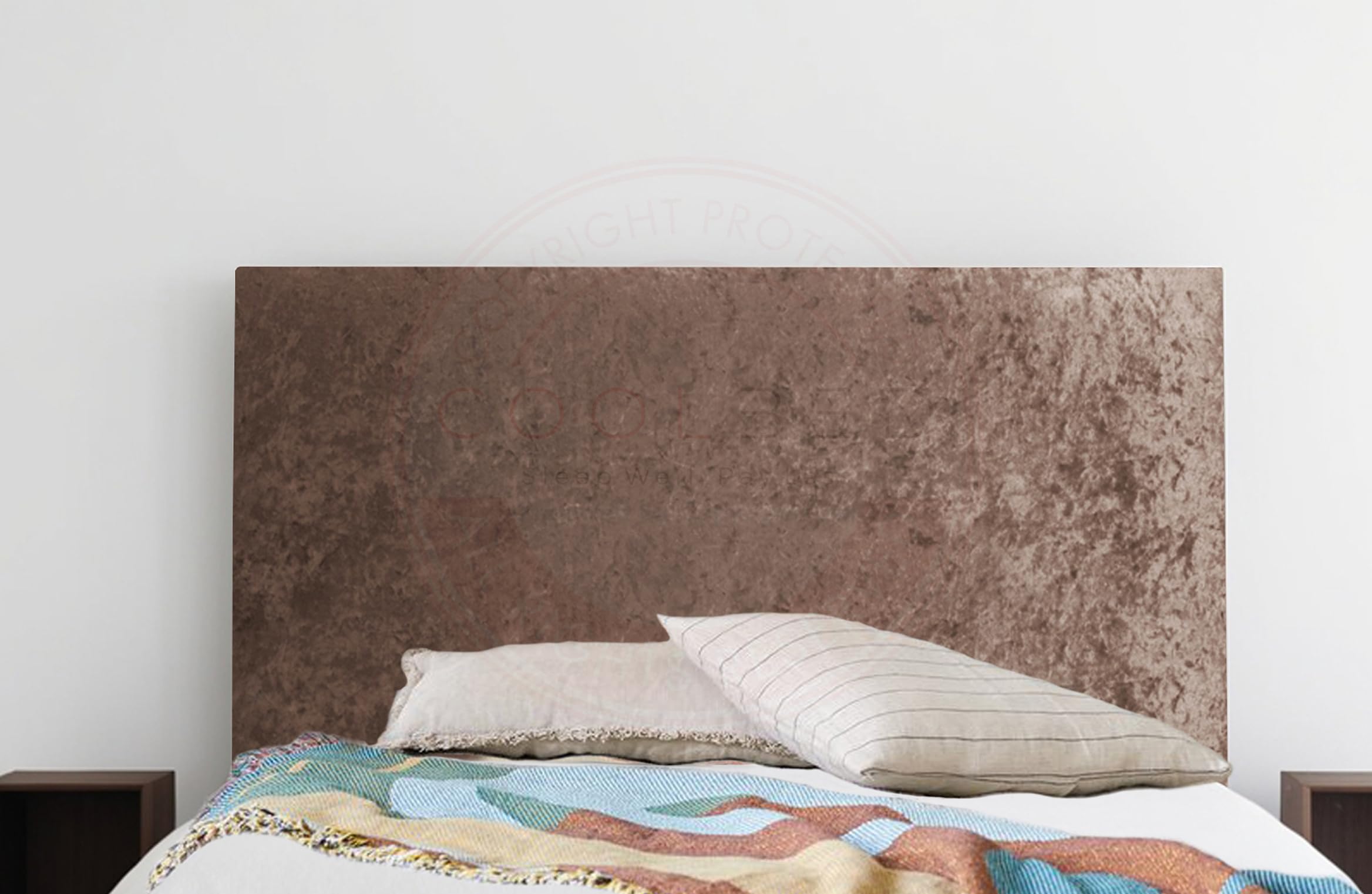 COOL BED Truffle Crushed Velvet Plain 4FT6 - Double Headboard | Divan Bed Headboard | Headboards for Divan Beds (Brown, 4FT6 - Double)