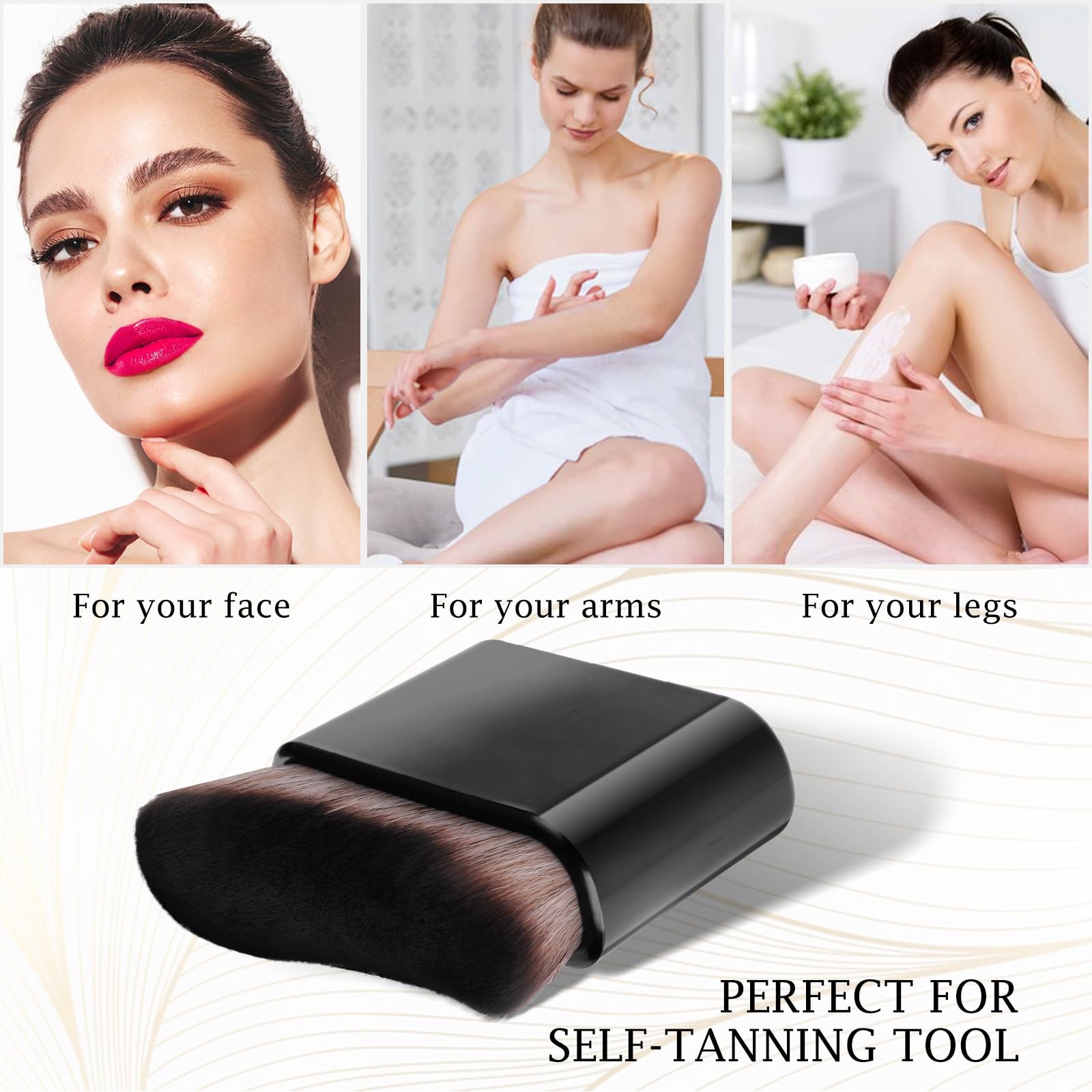 Amabro 2 Stück Body Brush,7.6x6.8 cm Kabuki Pinsel,Bräunungspinsel Bronzer Foundation Make Up Rouge Pinsel Flacher Puderpinsel für Selbstbräuner Gesicht Selbstbräunungs Körper Flüssige