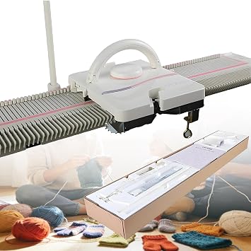 Automatic Knitting Machine for Adults,6.5mm Mid Gauge 150 Stitches Scarf/Hat Knitting Device with Accessories,Plastic Household Sewing Tool Set,DIY Sweater Craft Kit