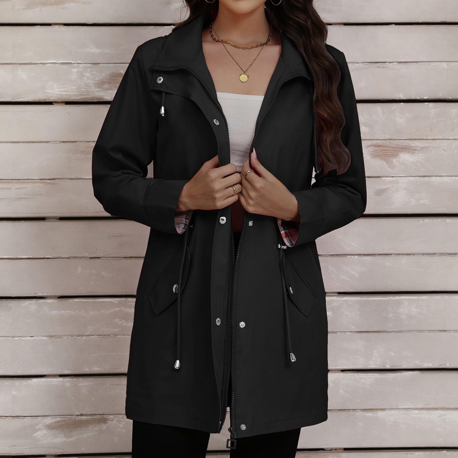 Giacca Con Cappuccio Snellente E Casual Per Donna Cerata Scooter Pioggia Impermeabile Moto Giacche Softshell Alpinismo Nero Da Corsa Trekking Antipioggia Sportiva Invernale Canadian Soft