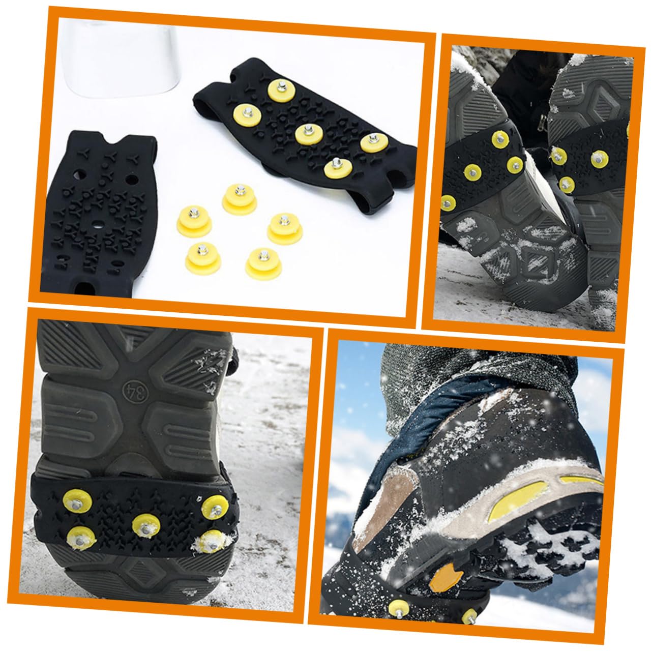 15 Pares Crampones Infantiles De Cinco Pinza De Nieve para Zapatos Pinzas para Hielo Aire Crampones De Escalada Antideslizantes Clavos para Zapatos Tipe Black