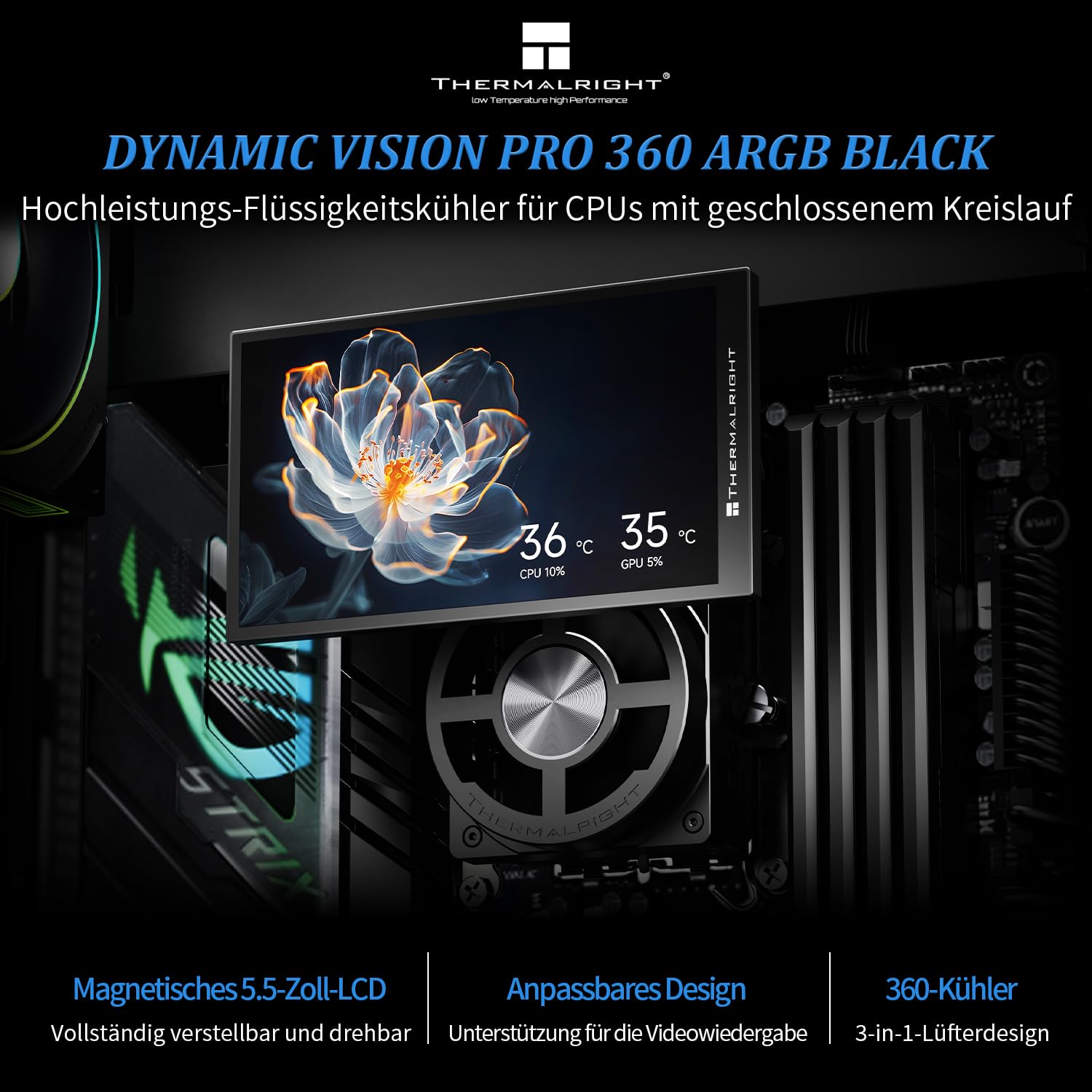 Thermalright Dynamic Vision Pro 360 ARGB Black - Dissipatore liquido per