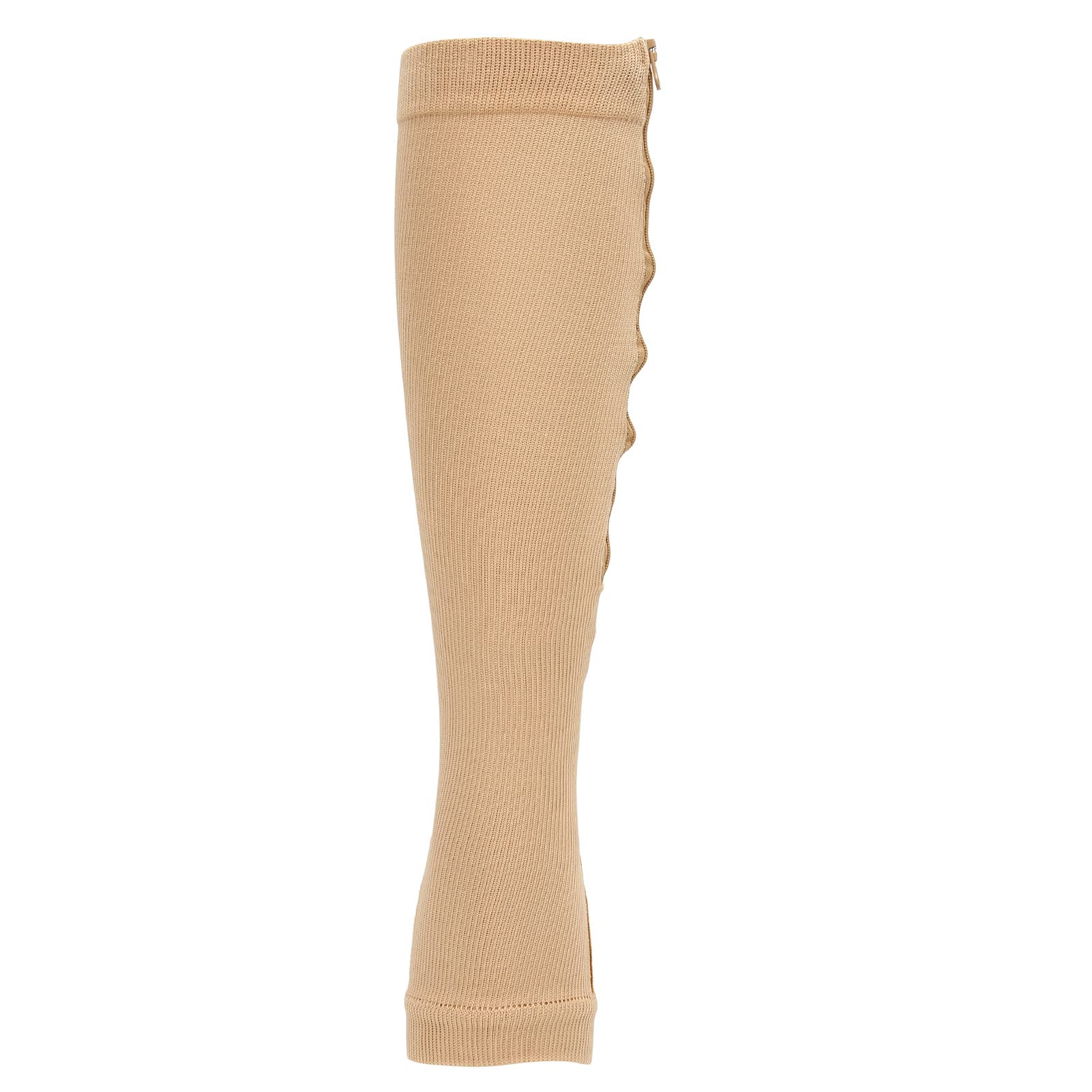 Zipper Compression Socks, Nylon Open Toe Leg Shaping Socks for Women for Leg Shaping and Slimming Ankle Compression(L/XL-Beige) - Image 2