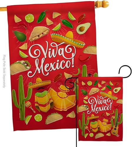 Ornament Collection Viva Mexico Garden House Flags Set Summer Party Cactus Pinata Sombrero Mexican Fiesta Outdoor Small Decorative Gift Yard Banner