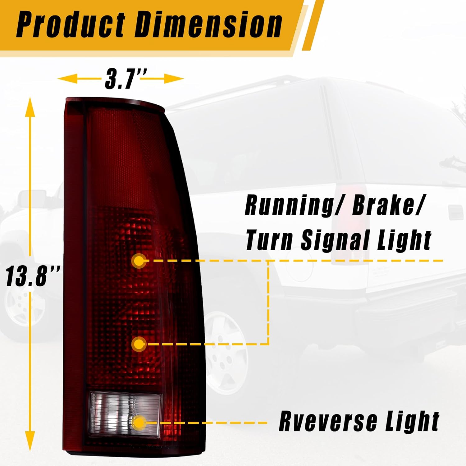 Boine Tail Light Compatible With 1988-1999 Chevy/GMC Silverado Sierra C/K 1500 2500 3500 Suburban Tahoe Blazer Yukon Cadillac Escalade Driver and Passenger Side Rear Light Housing (W/Bulb-Red Smoke)
