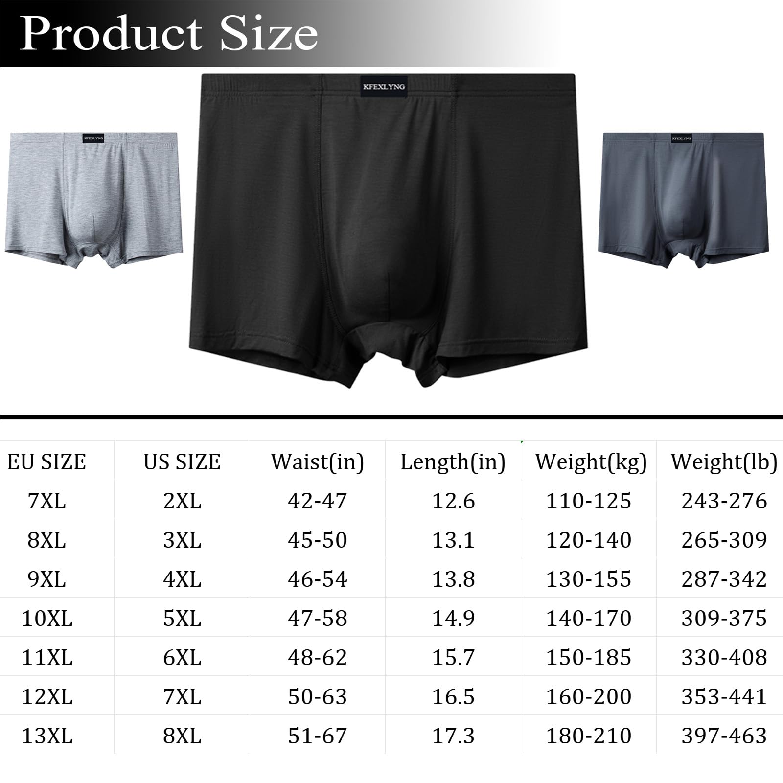 Boxer Uomo Taglie Forti 3-Pack Mutande Uomo, Mutande Sportive in Modal, 7-13XL, 110-210KG