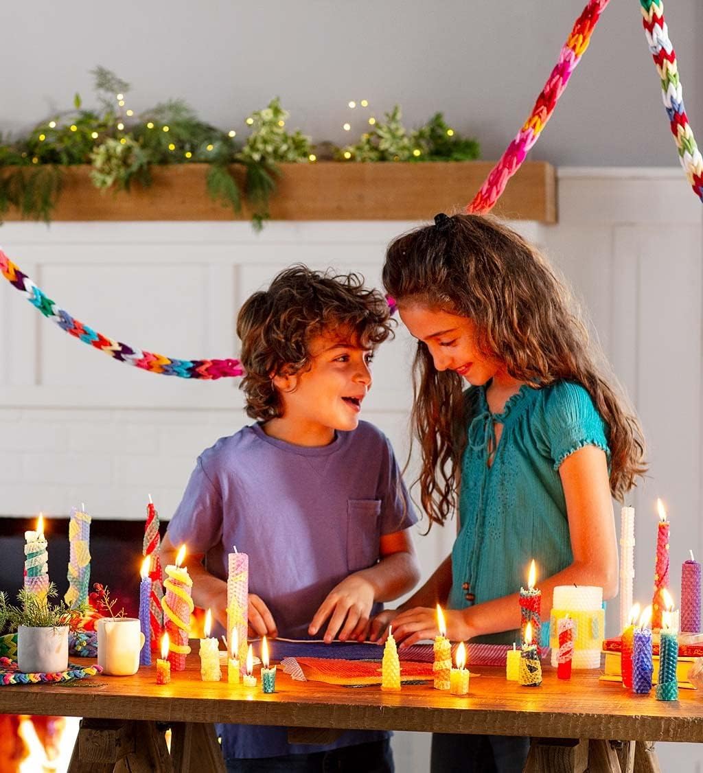 Magic Cabin DIY Natural Beeswax Candle Making Kit for Kids and Adults, Comes with 12 Sheets of Beeswax and Makes up to 24 Candles, Bright Colors