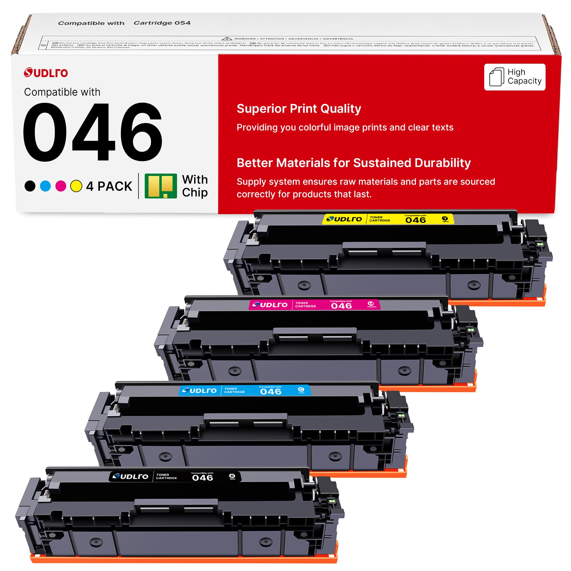 046 Toner Cartridges 4 Pack for Canon MF733Cdw MF731Cdw LBP654Cdw