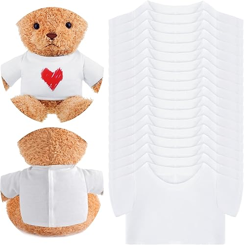 18 piezas de ropa de oso de peluche, camiseta de oso en blanco para sublimación, camiseta de animales de peluche, camisetas básicas con velcro en la