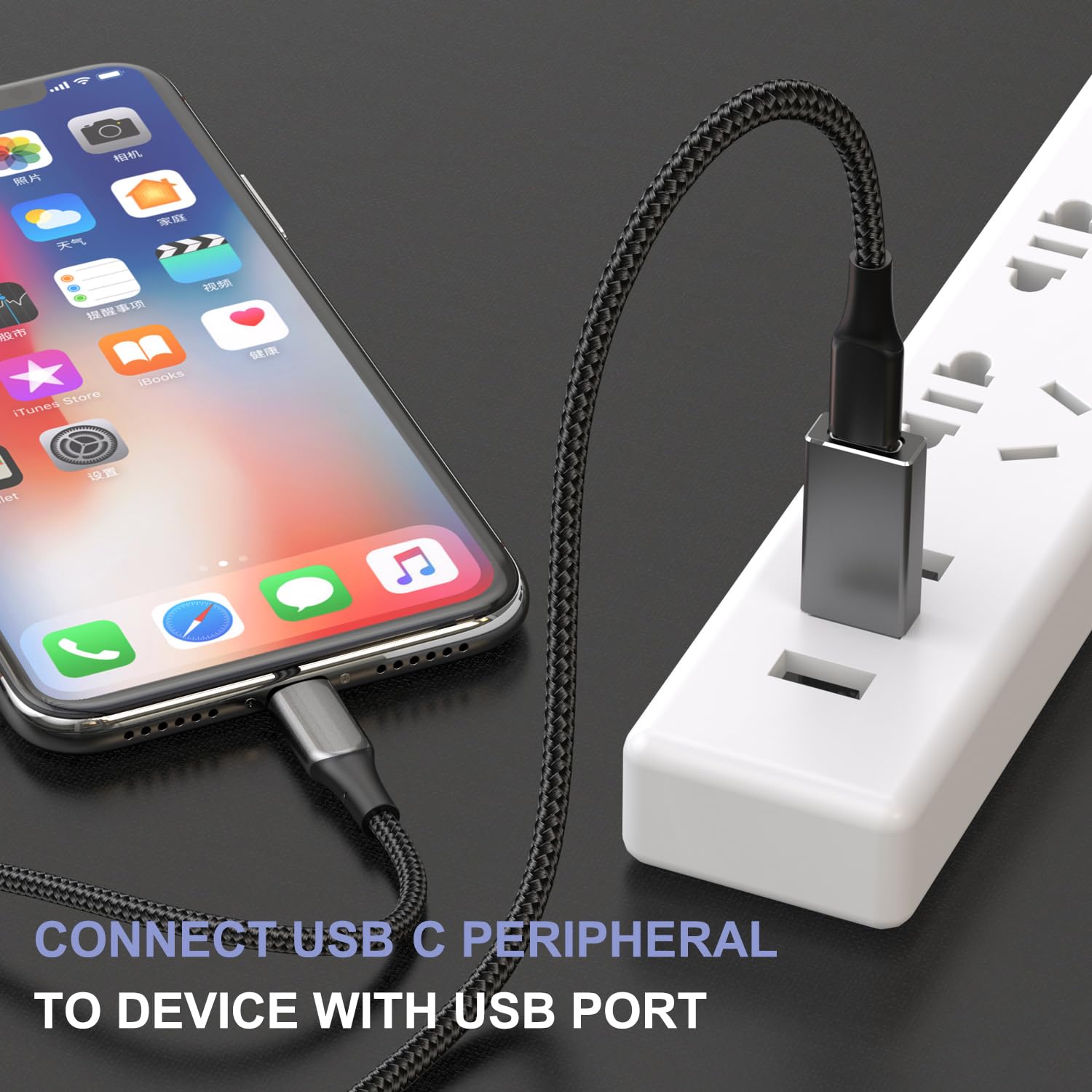 BASESAILOR Adattatore USB 3.0 a USB C 0.2M 2Pezzi,USBC Femmina A Maschio Cavo Connettore Tipo A 3.1 5Gbps per Caricatore,iPhone 17 17e Air 16 15 14 Pro Max iPad 10,Samsung Galaxy A56