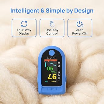 Fingertip Pulse Oximeter with TFT Screen for Adults Kids | One-button operation, easy to read, SpO2 and pulse rate, home use, for adults and children, portable, lightweight