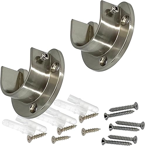 Miniatura 2 de Barra redonda resistente para armario de 72 pulgadas de diámetro, 1.260 in de diámetro, poste de ropa de níquel satinado, paquete de 2