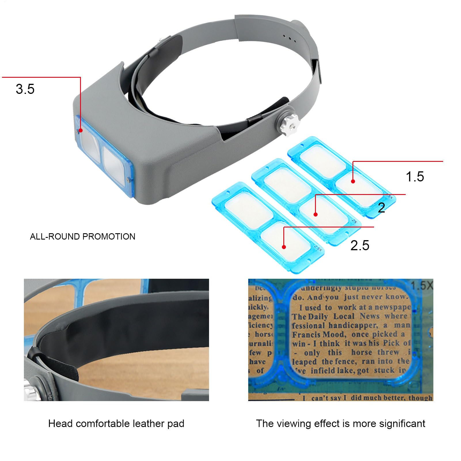 Loupe Bandeau Loupes | Loupe À Montage Sur Tête Pour La Lecture D'artisanat D'art, Binoculaire Pour Verre Optique De Travail Rapproché, Lunettes De Bijoutier Design Avec 4 Lenti