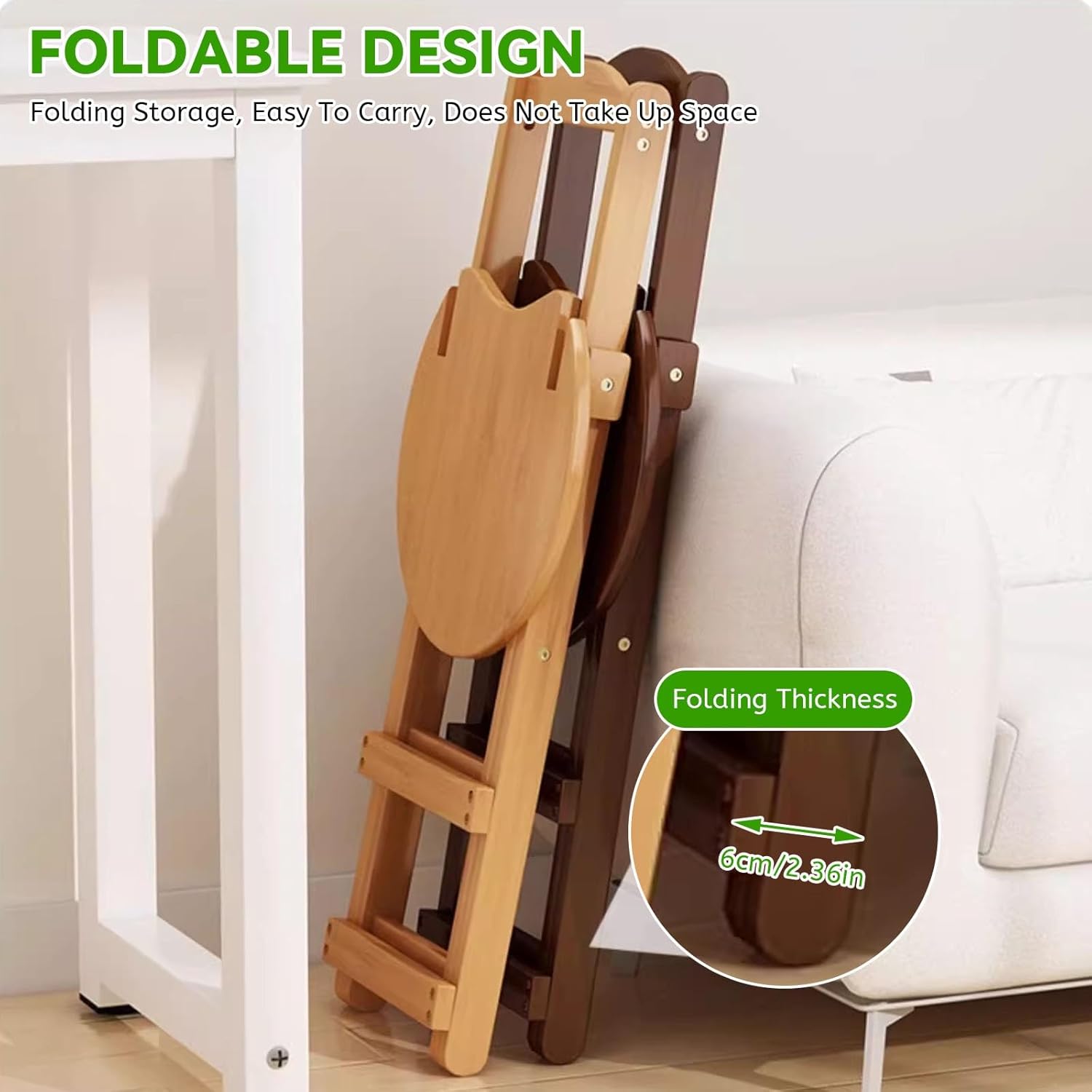 24.2"/29.1" Seat Height Folding Bamboo Bar Stool Kitchen Counter Height Chair with Back Breakfast Bar Stool 11.8"×14.2" Seat Folding Stools for Island Dining Room No Assembly(Natural,24.2”)