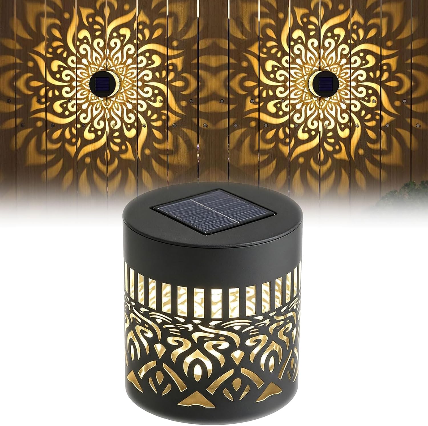Solar Mandala Lamp Light Outdoor IP65 Waterproof LED Light | Motion Sensor, Garden & Patio Decor, Metal Sconce, Fence & Wall Mount, Vintage Style (Pack of 1)-image-11