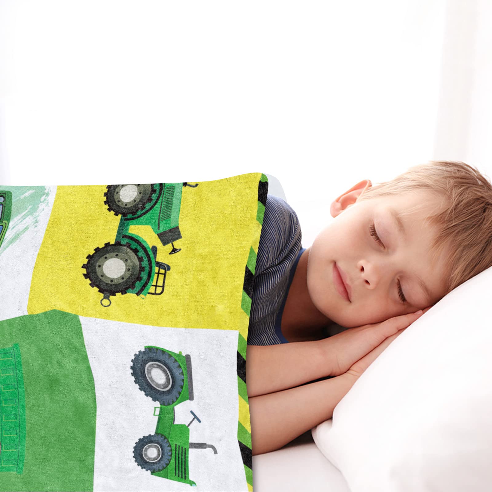 Kinderdecke Mit Traktor-Muster – Weicher Flanell, 127 X 102 Cm, Für Sofa, Bett & Spieldecke