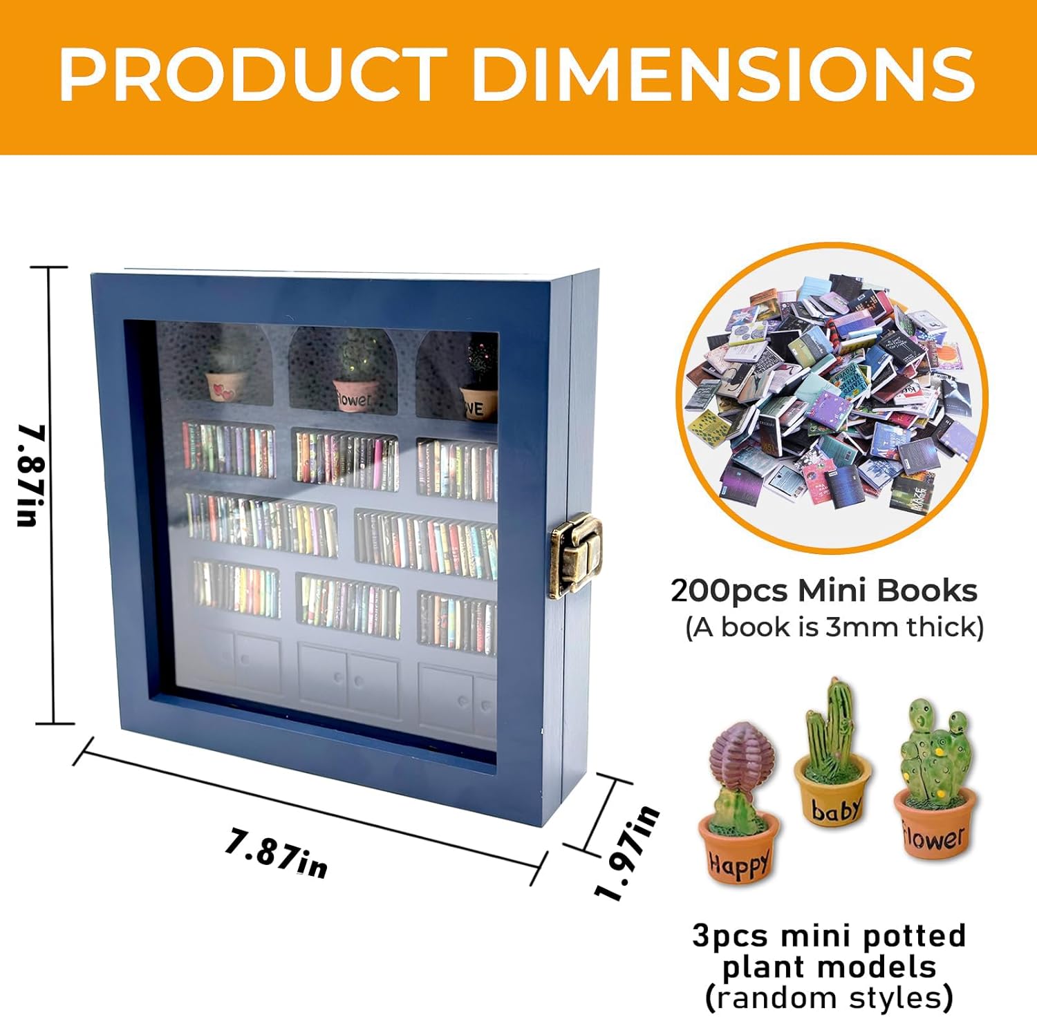 Anxiety Bookshelf - Shake Away Your Anxiety, Mini Books Display for Stress Relief, Perfect Decorative Mini Library, Ideal for Home Decor, Office Décor - Best Gift for Book Lovers (Blue)